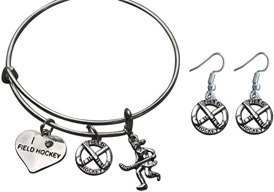 Infinity Collection Field Hockey Bracelet, Field Hockey Jewelry, Field Hockey Gifts, Field Hockey Charm Bangle Bracelet for Girl Field Hockey Players …