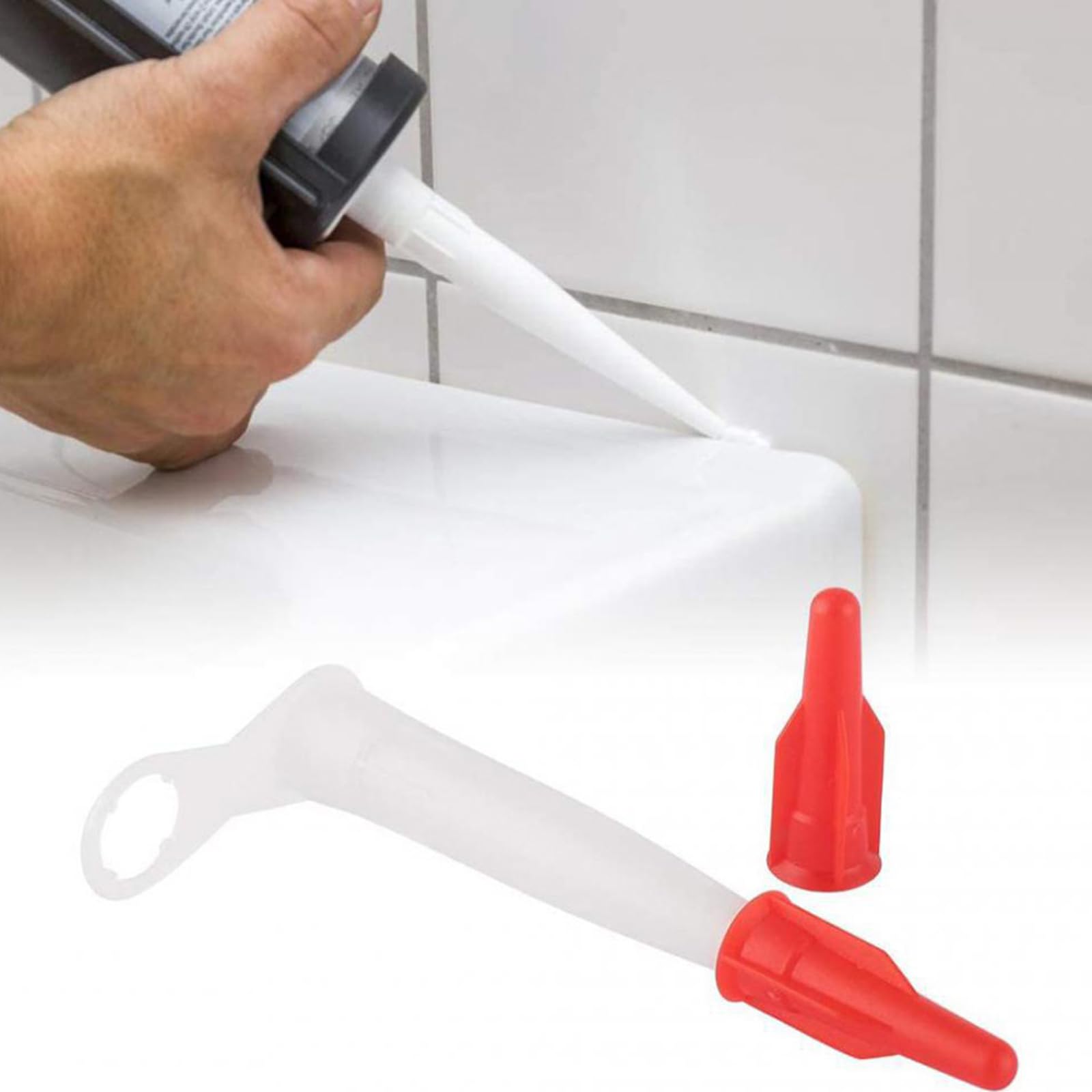 50 Pezzi Beccuccio Silicone e Tappo di Tenuta Rosso Punte per Cartucce Beccucci Silicone Pistola Silicone Punte Silicone per Cucina di Casa Silicone Trasparente Sigillante