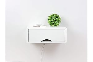 Denali White Modern Floating Nightstand: Wall Mount Bedside Beauty