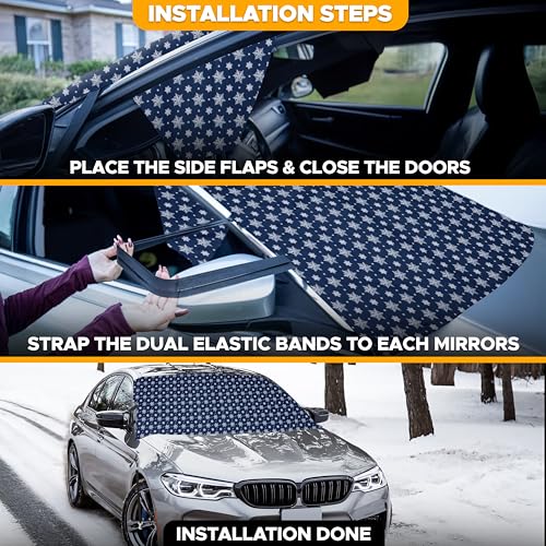 Image of EcoNour Car Windshield Cover for Ice and Snow | Windshield Cover |600D Polyester Car Cover for Snow|Water, Heat & Sag-Proof Car Windshield Snow Cover|Winter Windshield Covers|Medium 69 inchx42 inch