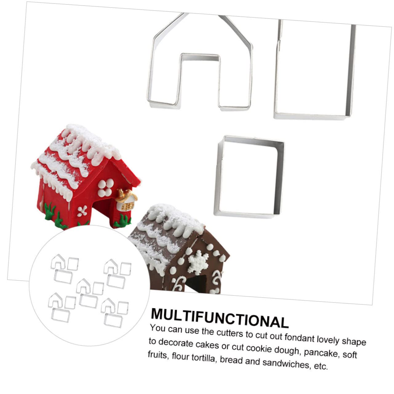 Toyvian Emporte-Pièces Maison d'Épices Noël Moules à Biscuits Mini Maison Acier Inoxydable Lot de 15 Sets de Pièces Découpe Pâte Pâtisserie pour Biscuits Fondant Fête Amateurs de Pâtisserie