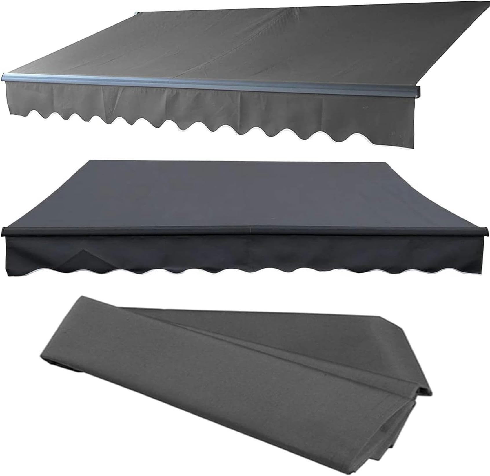 GJZQDKX Retractable Awning Replacement Fabric - UV Protection Patio Sunshade Canopy Cover for Door Window & Balcony - 6.6x5ft Dark Grey Polyester Shelter for Yard & Deck