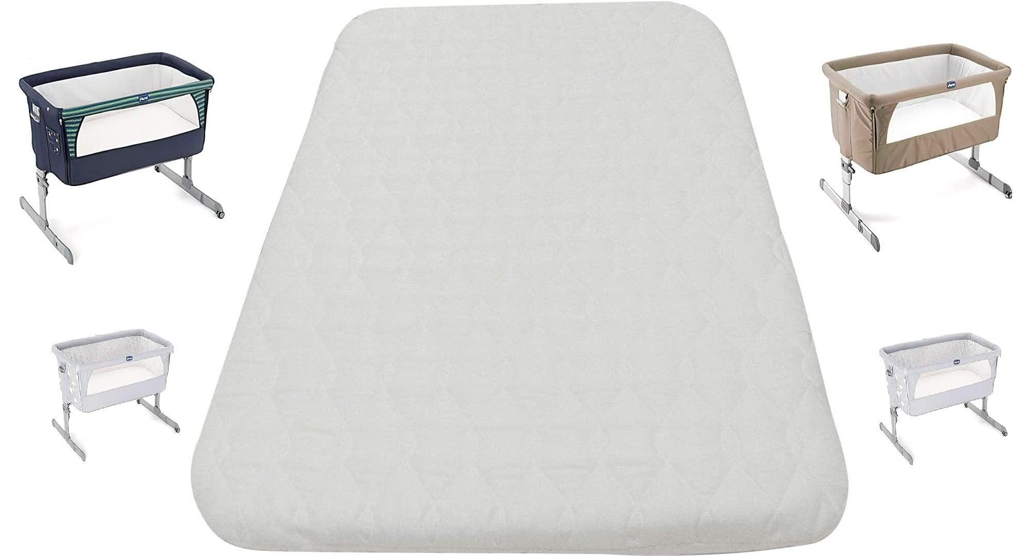 Soodie&Zuzu's Bedside Baby Crib Mattress, Compatible Infant & Toddler Cot Mattress, Super Soft Quilted Cover, Extra Thick Foam. Breathable & Fitted (White, 83x50x10 CM)