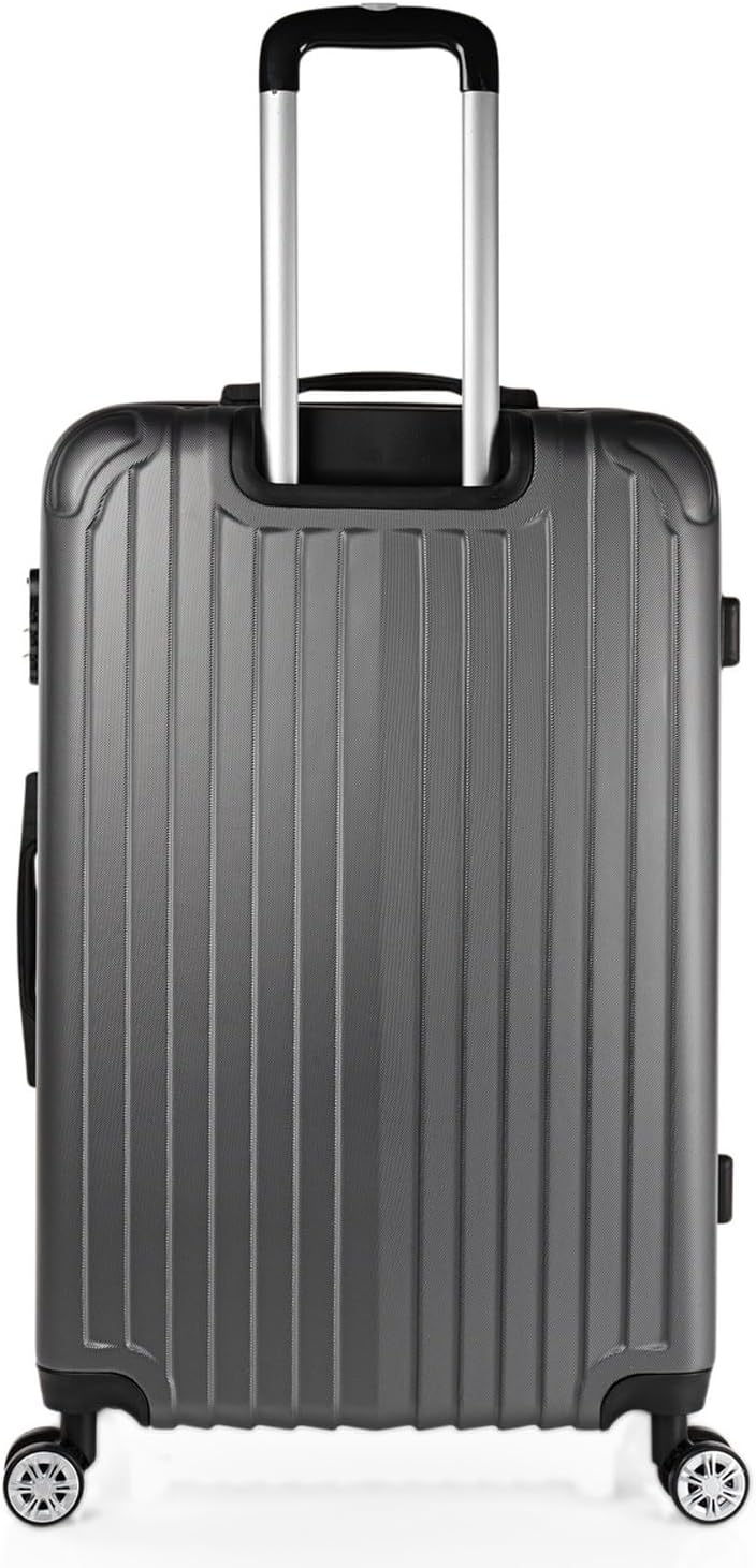 ITACA Juego Maletas de Viaje 4 Ruedas Trolley ABS. Extensibles Rígidas Resistentes y Ligeras. Mango Asas Candado. Pequeña Cabina Low Cost, Mediana y Grande y neceser. T71500, Anthracite, Suitcase 76cm