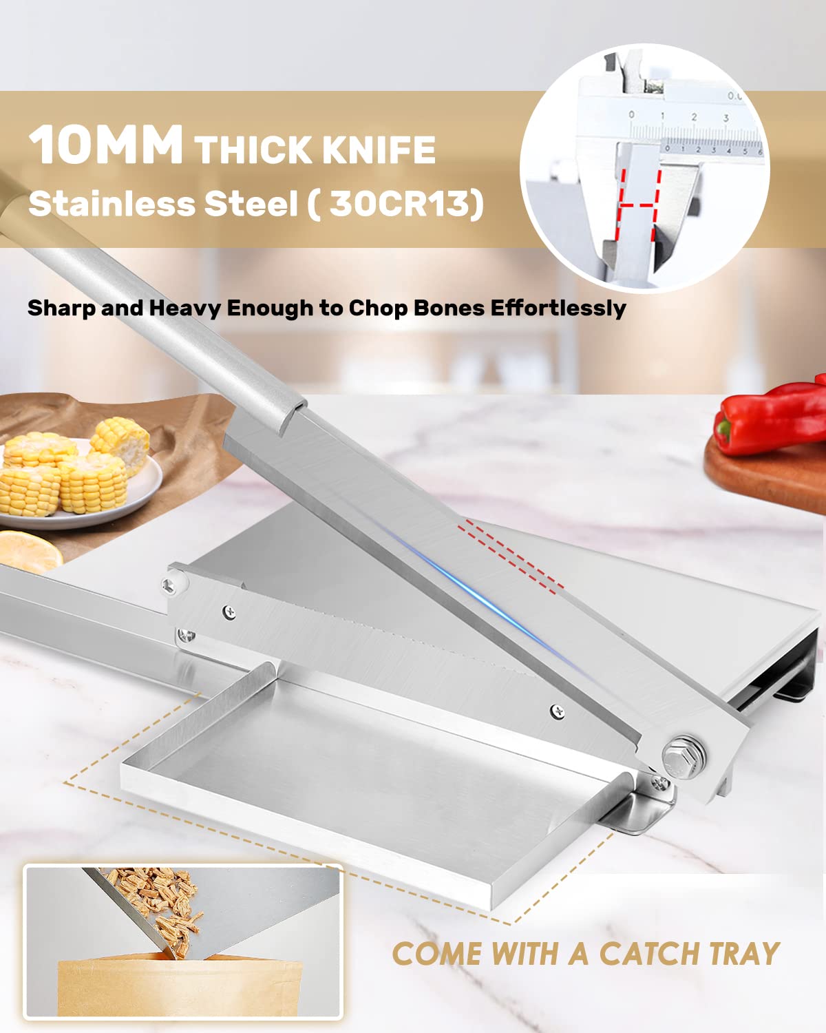 Moongiantgo Manual Meat Bone Cutter Rib Slicer Heavy Duty Chicken