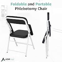 Vista 3 de Adirmed Silla de flebotomía, silla médica ajustable plegable portátil, silla de laboratorio acolchada para dibujo de sangre, ideal para donaciones