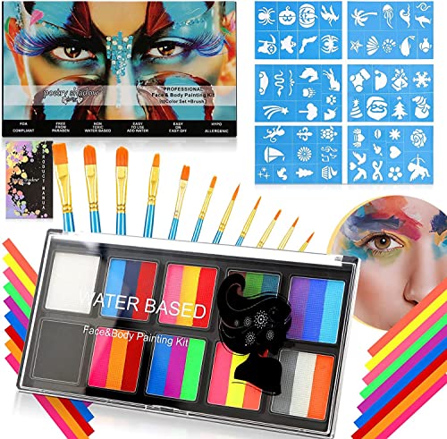 Kinderschminke, Split-Kuchenpalette Face Body Paint Fasching Schminke Kinder, Schminkset Halloween Gesichts-Make-Up,Bodypainting Farben Karnevalsschminke Kinder Halloween Schminke Karneval Set Mädchen