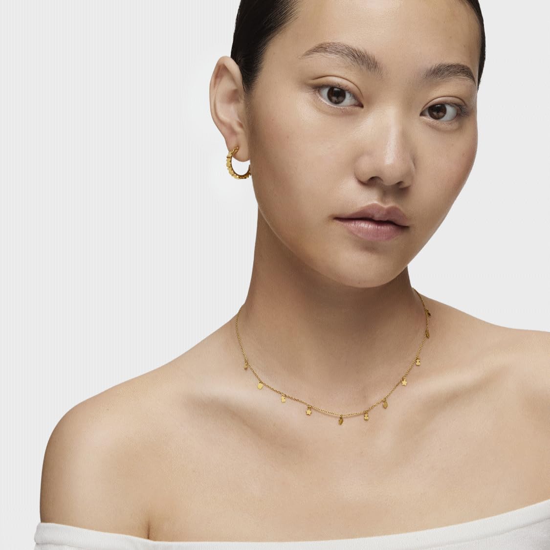 TOUS Collar con Baño de Oro 18Kt sobre Plata para Mujer con Motivos de Osos, Corazón y Estrella 3,5mm y Anilla de 40cm, Largo 43 cm, Atemporal y Elegante, Colección Cool Joy