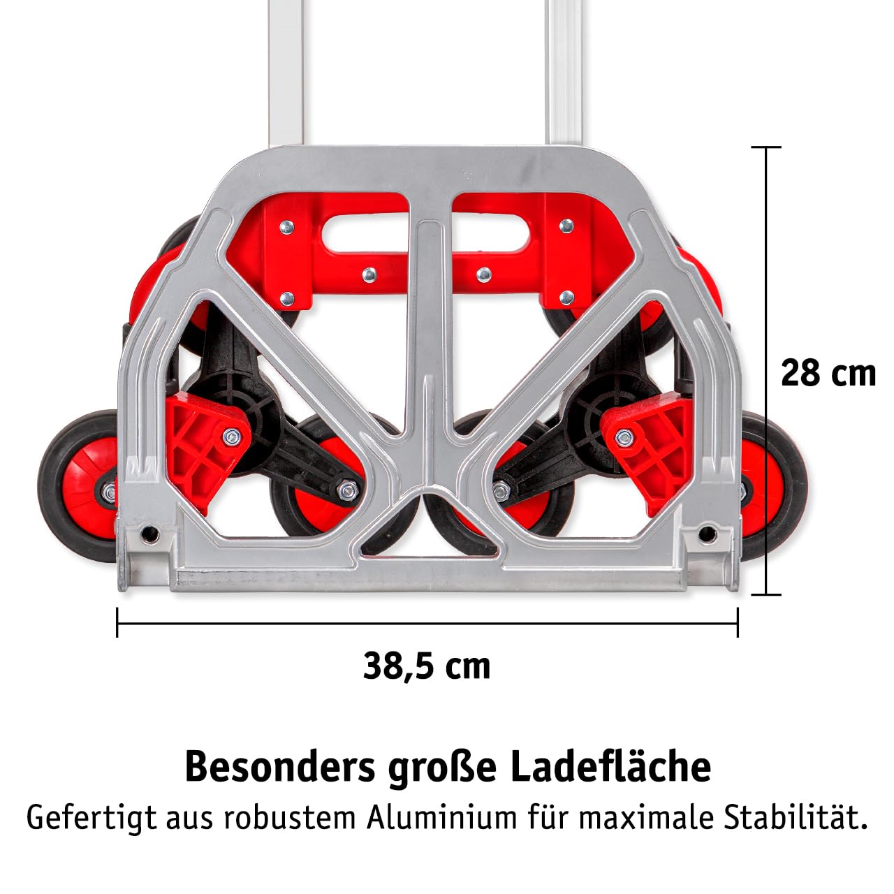 WALTER Wózek transportowy schodowy i schodowy – lekki (3,90 kg), składany, z 2 x 3 kołami gwiazdowymi z tworzywa sztucznego, w zestawie guma napinająca, nośność 70 kg, szufla z odlewu aluminiowego