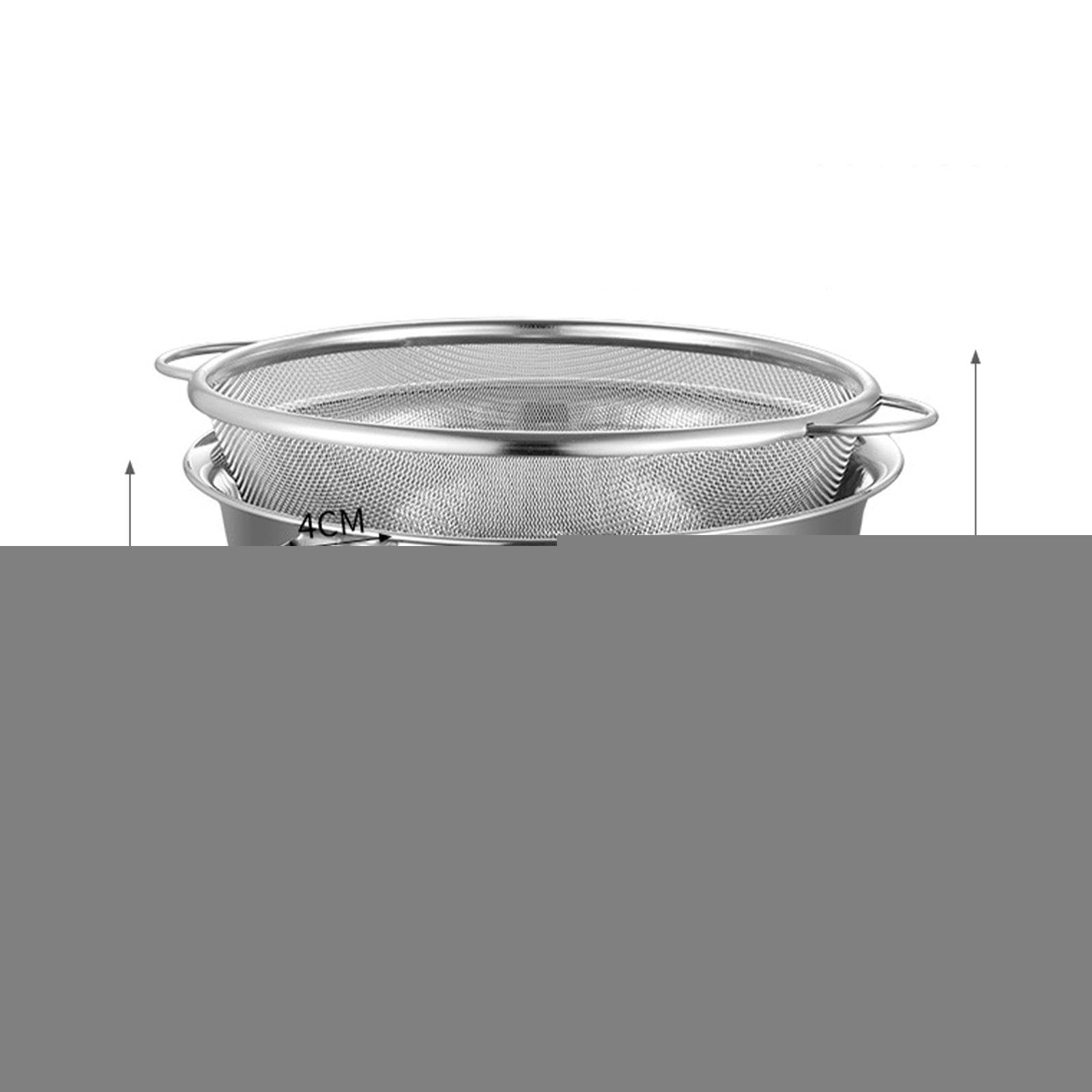 Fenteer 2 Piezas Colador de Cocina Y Cuenco para Mezclar Cesta Escurridora Y Lavador de Granos de Acero 304 con Agujeros Finos Adecuado para Lavar