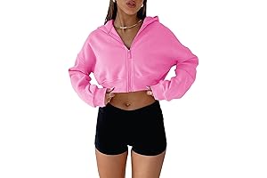 Aurgelmir Women's Pink Cropped Zip Up Hoodie: A Fashion-Forward Statement