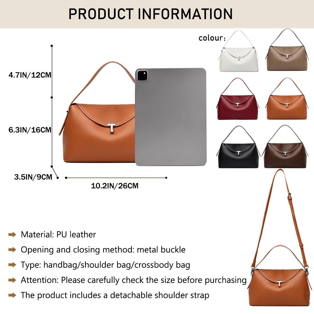 Piccola borsa da donna, borsa a tracolla in poliuretano con tracolla rimovibile, borsa a tracolla per lavoro