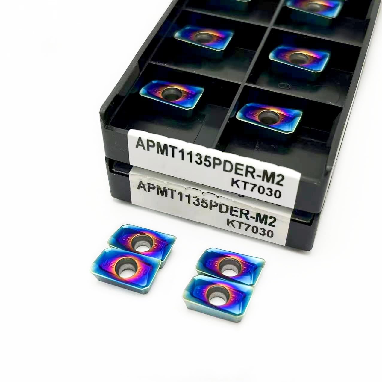 10pcs APMT1135-H2 M2 KT7030 Carbide Turning Inserts, CNC Lathe Replacement Inserts Cutting Milling Tools for Steel Processing(APMT1135-M2 KT7030)