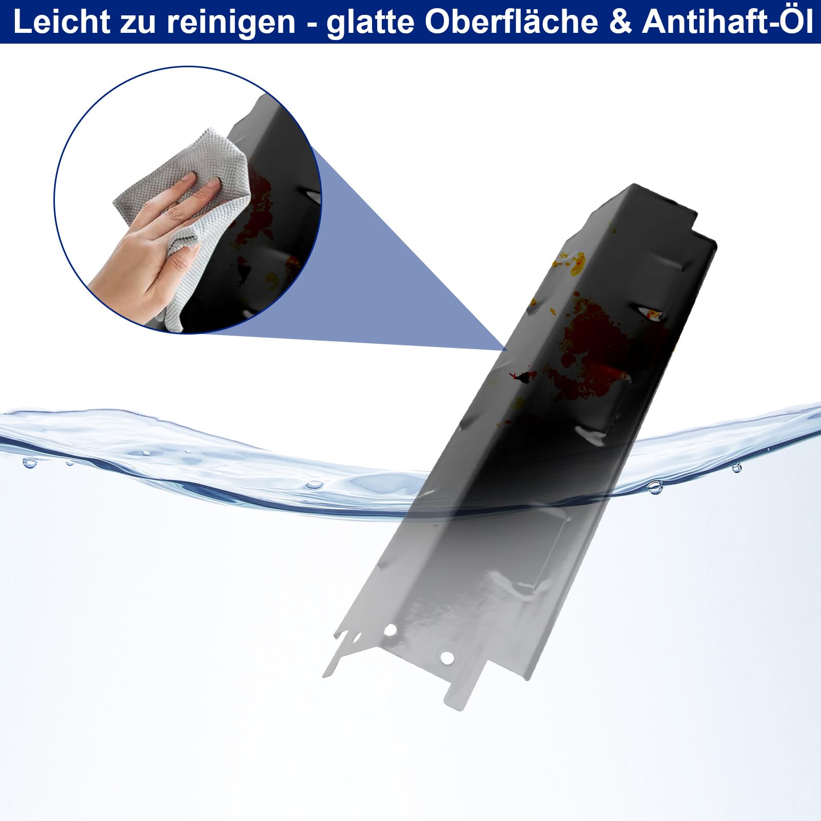 37CM Brennerabdeckung Gasgrill Ersatzteile für Landmann, Outback, Enders, Uniflame, Barbecook, Tarrington House, Porzellan Stahl Heizplatte Flammenverteiler Gasgrill Zubehör, 4 Pack