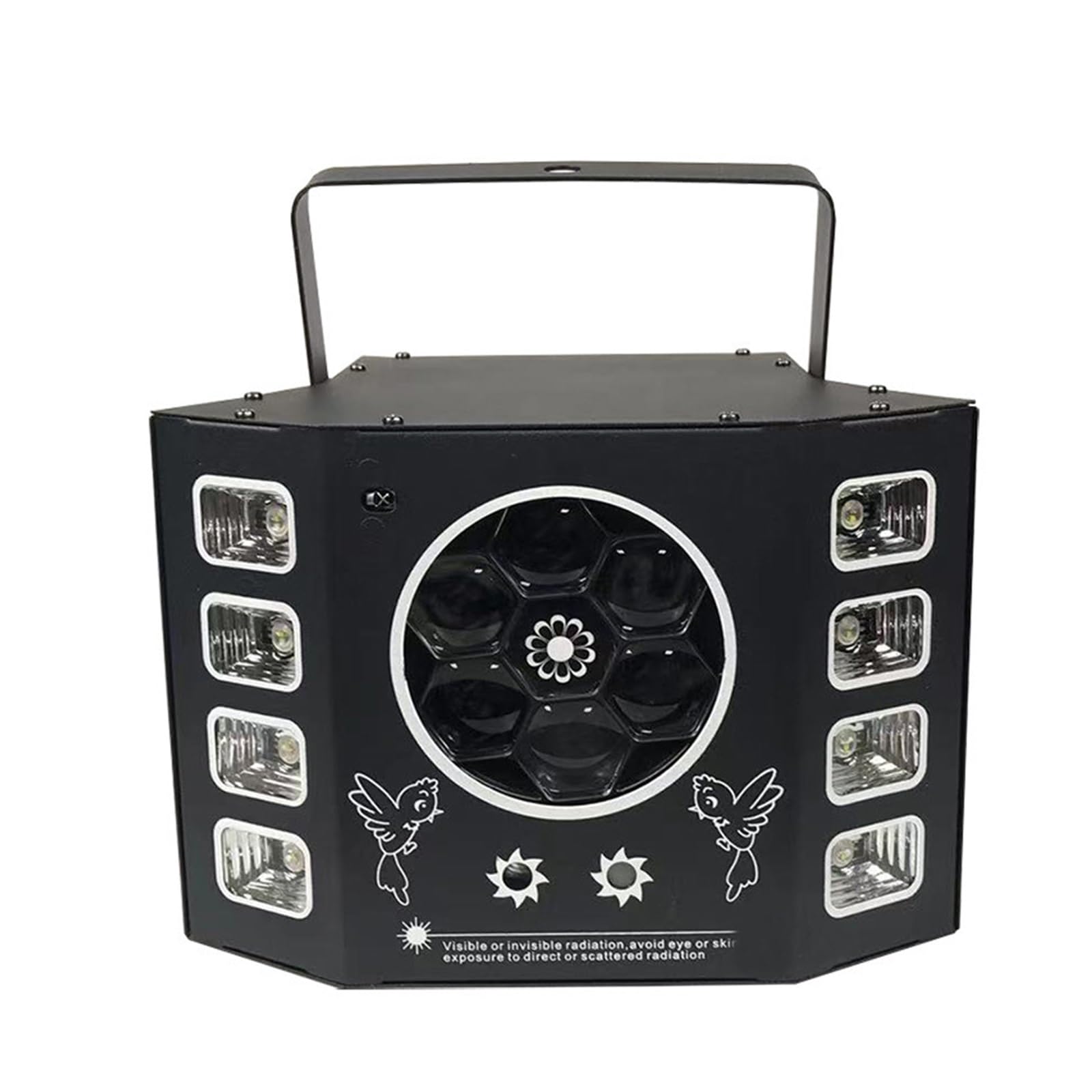DJ Disco LED 4 w 1 efekt oświetlenia scenicznego pszczoła oko UV czarne światło stroboskopowe wesele impreza świąteczna lampa aktywowana dźwiękiem Na imprezy i do klubów(No Remote)