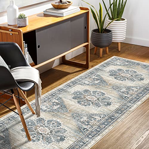 YOUFORTONG 2x7 Runner Rugs for Hallways Soft Kitchen Rug Non Slip Rug Runner with Rubber Backing for Bathroom Washable Non Shedding Farmhouse Runner Rug (Blue, 2X7)