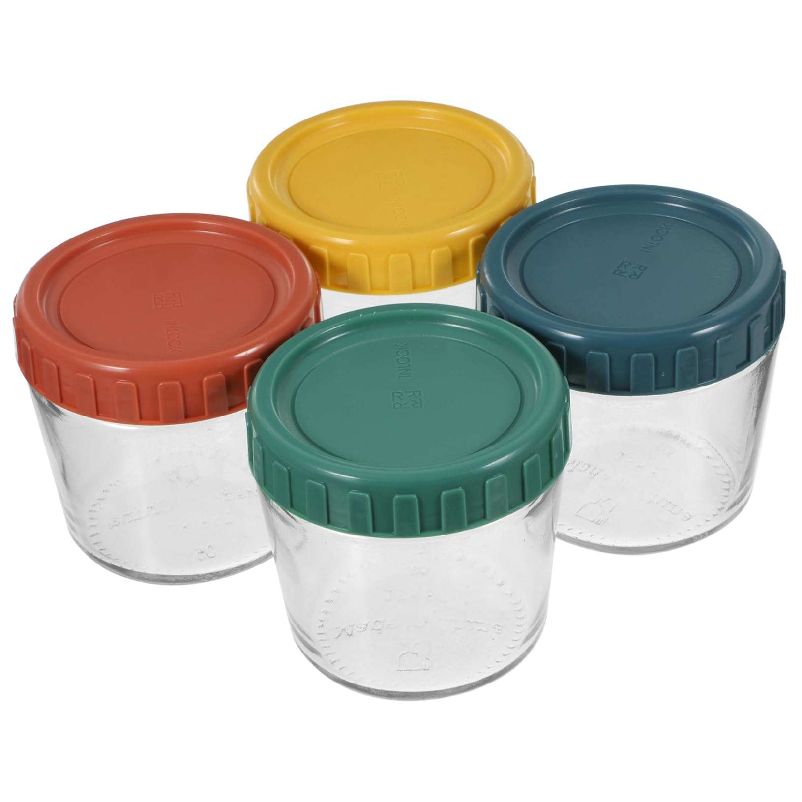 VALICLUD Set di 4 Contenitori in Vetro Coperchio Ermetico per Cucina | Vetro e Silicone, Design Impilabile, Uso Multifunzione per Caffè, Yogurt e Alimenti Secchi
