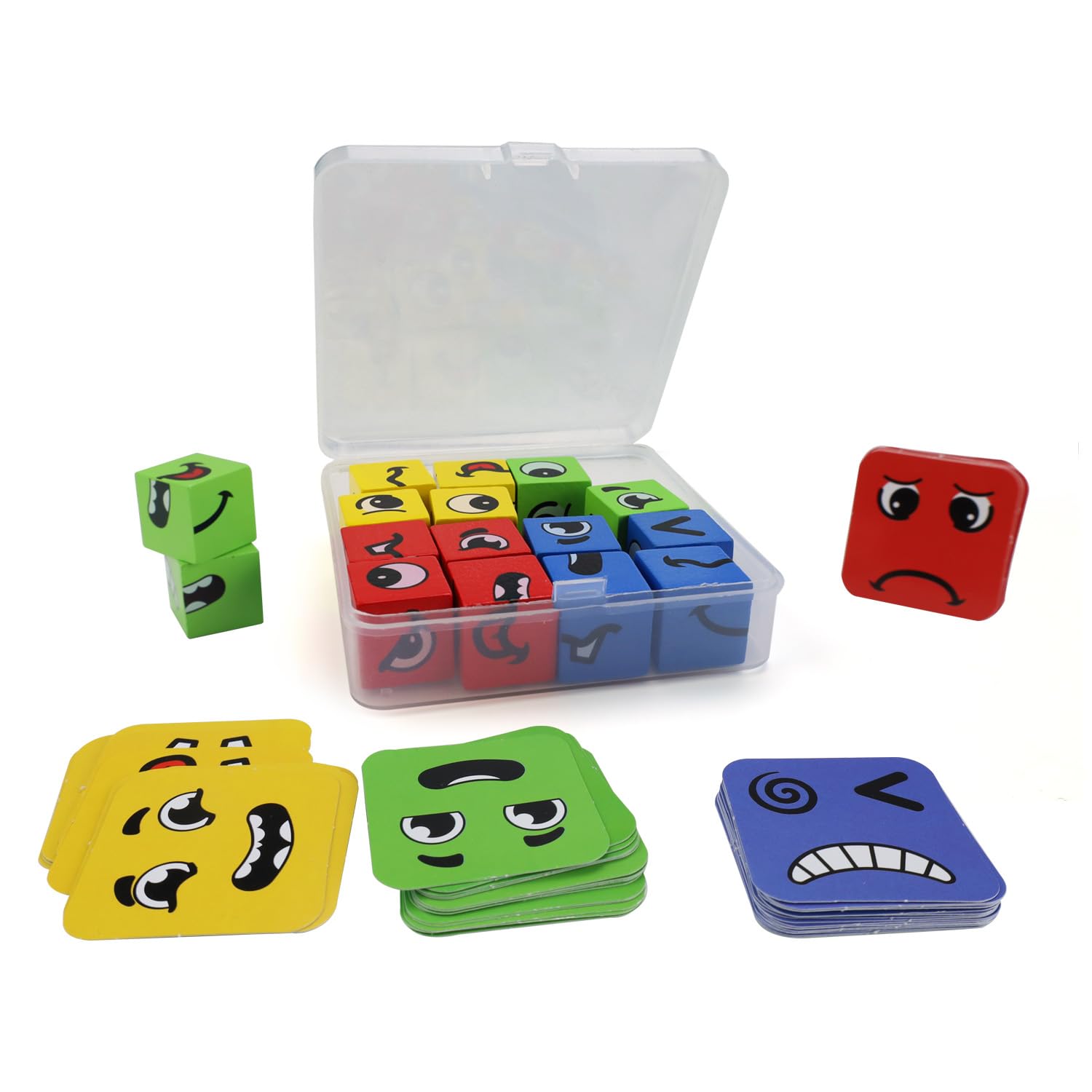 Ensemble 1-Jeu De Cube De Changement De Visage Montessori, Blocs De  Construction En Bois, Jouets D'apprentiss