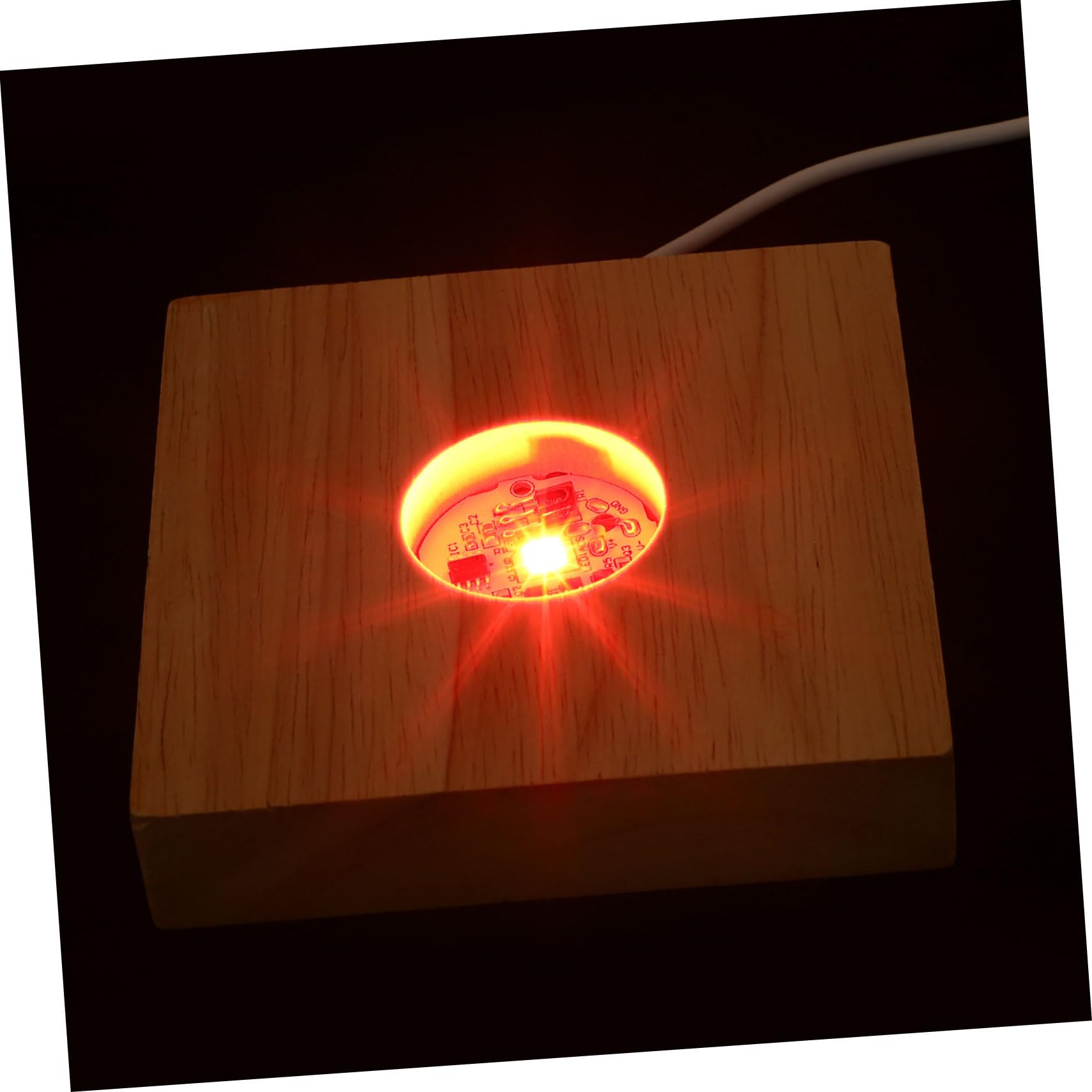 Mipcase 1Set LED Light Base with Remote Control Color Changing Display Stand for Crystal Art Night Lamp Accessory Durable Wood Construction Enhances Home