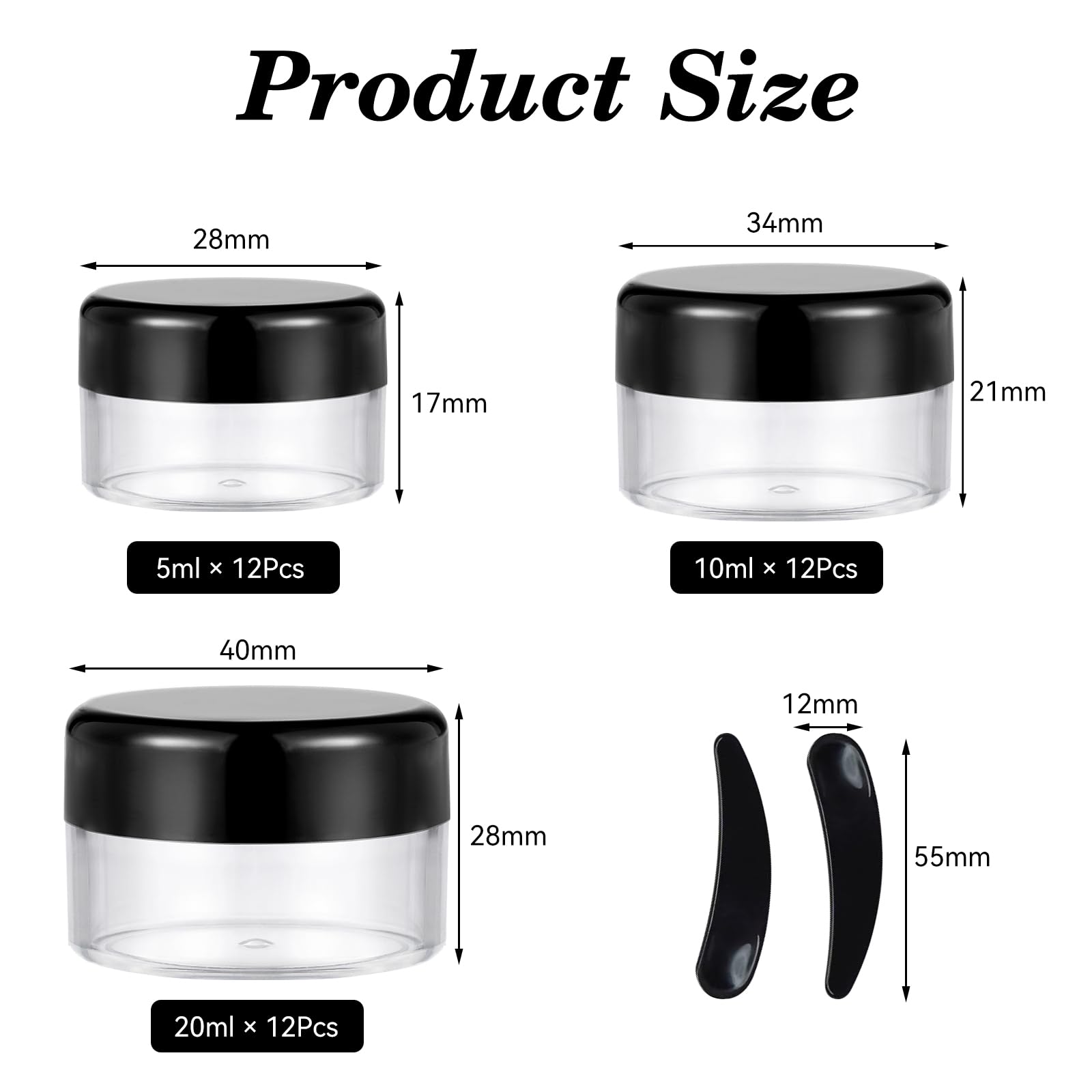 GAUATO 12 Pcs Sample Pots 20ml, Empty Travel Pots Clear Plastic Cosmetic Jars - Image 4