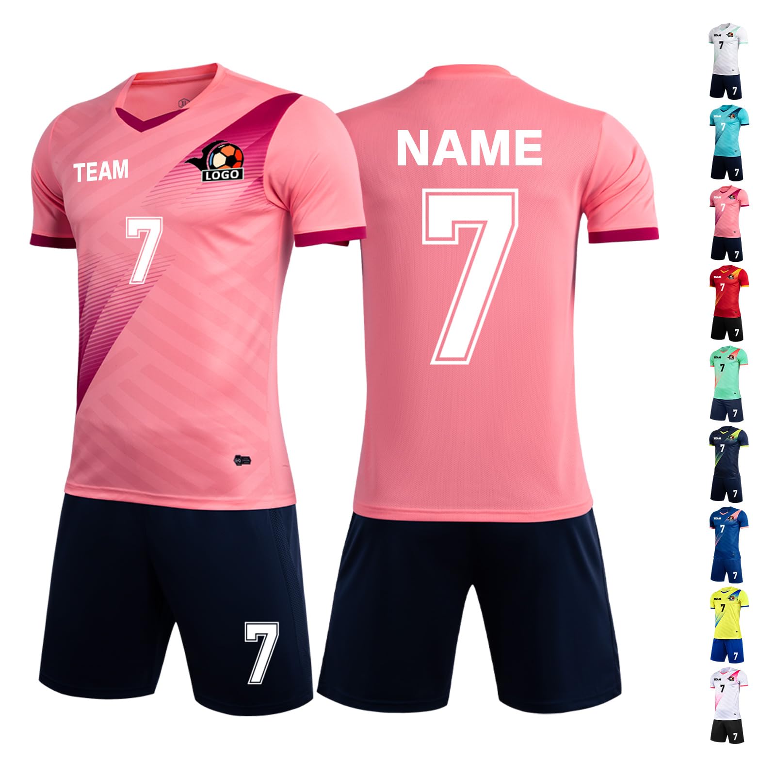 LAIFU Custom Soccer Jersey for Adults Youth Kids Personalized Soccer Uniforms with Your Name Number Team (US, Alpha, One Size, Regular, Regular, Pink)