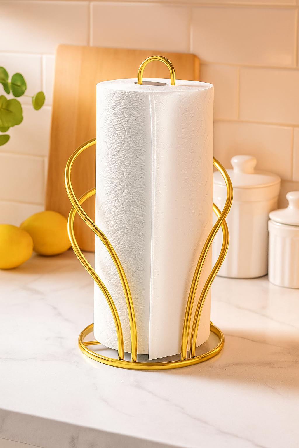 CentraLit Gold Metal Tissue Roll Holder for Kitchen | Paper Towel Holder Stand for Countertop, Dining Table & Bathroom | Premium Modern Napkin Holder for Home Décor | Rust-Free Wire Design — Amazon image 6