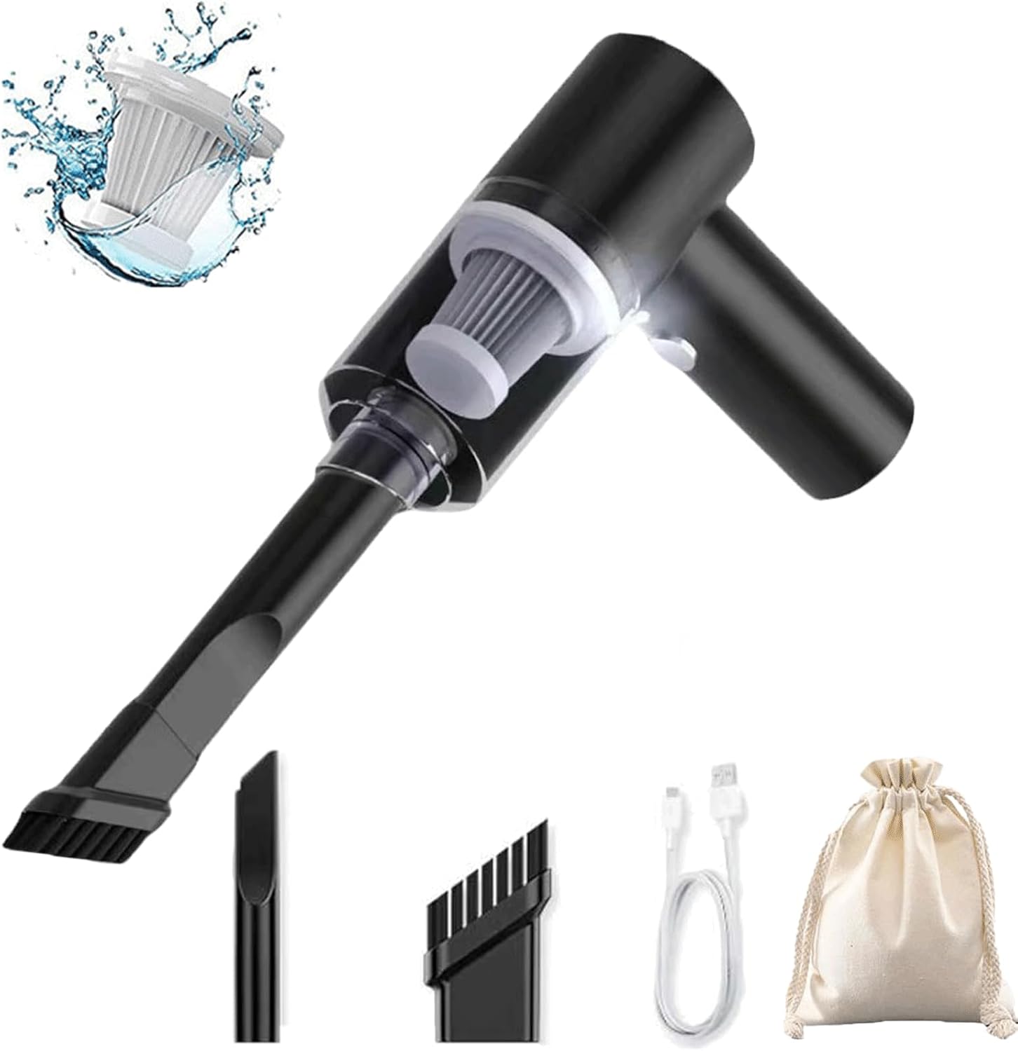 hwqsad Vacuum,Wireless Handheld Car Vacuum Cleaner, Wet Dry Vacuum Cleaner Cordless,Strong Suction, Low Noise,for Car,Office and Home Cleaning (Grey)