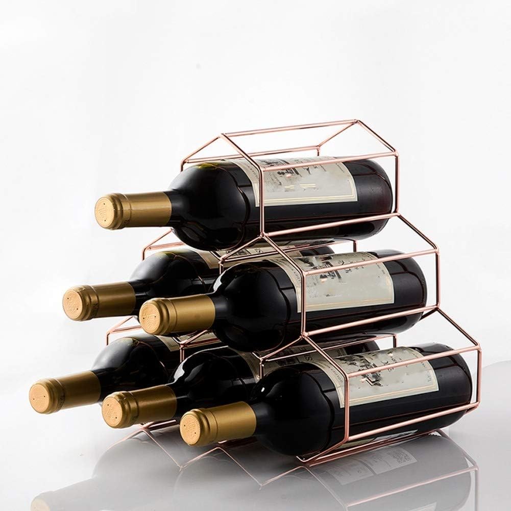 European Elegant Wine Bottle Display Rack 6 Bottle Table Top Wine Storage Decorative 3-Tier Countertop Wine Rack Bottle Organizer for Home & Kitchen Decor-a