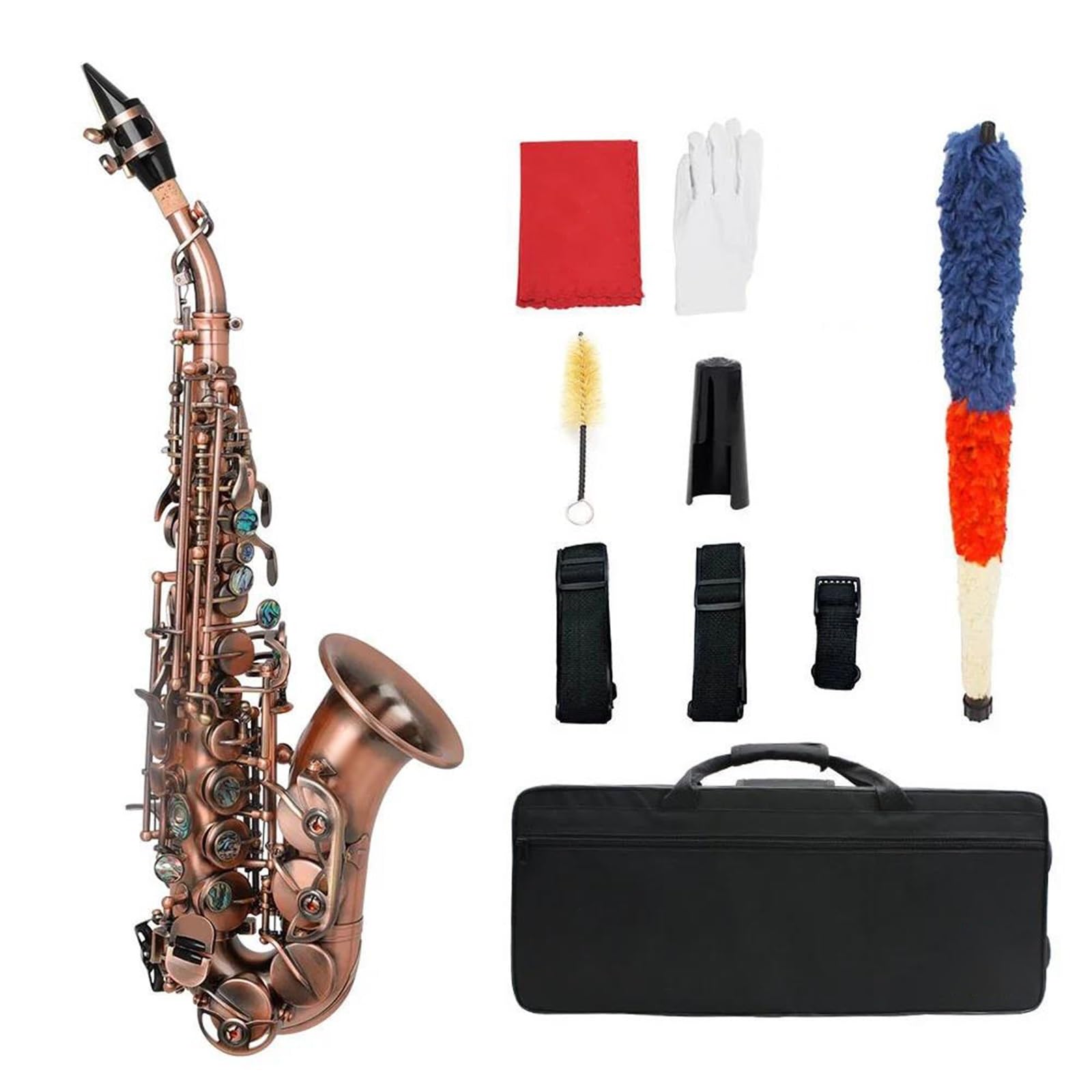 Bb Tone Saksofon Sopranowy Saksofon Mosiężny B Płaski Saksofon Instrument Dęty Drewniany Instrument Muzyczny Z Akcesoriami Saksofonowymi profesjonalny Saksofon