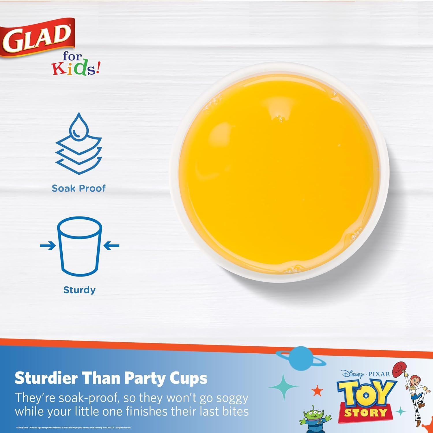 Glad for Kids Disney Pixar Toy Story Disposable Paper Cups, Light Beams - Soak Proof, Kid-Friendly Drinking Cup for Everyday Use, 9 Ounce, 24 Count - 10 Pack