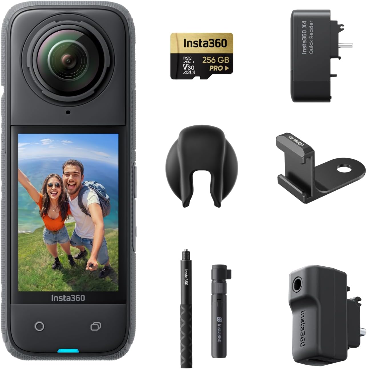X4 Creator Bundle - 8K Waterproof 360 Action Camera, 4K Wide-Angle Video, Invisible Selfie Stick, Removable Lens Guards, 135 Min Battery Life, AI Editing, Stabilization, for Sports, Travel