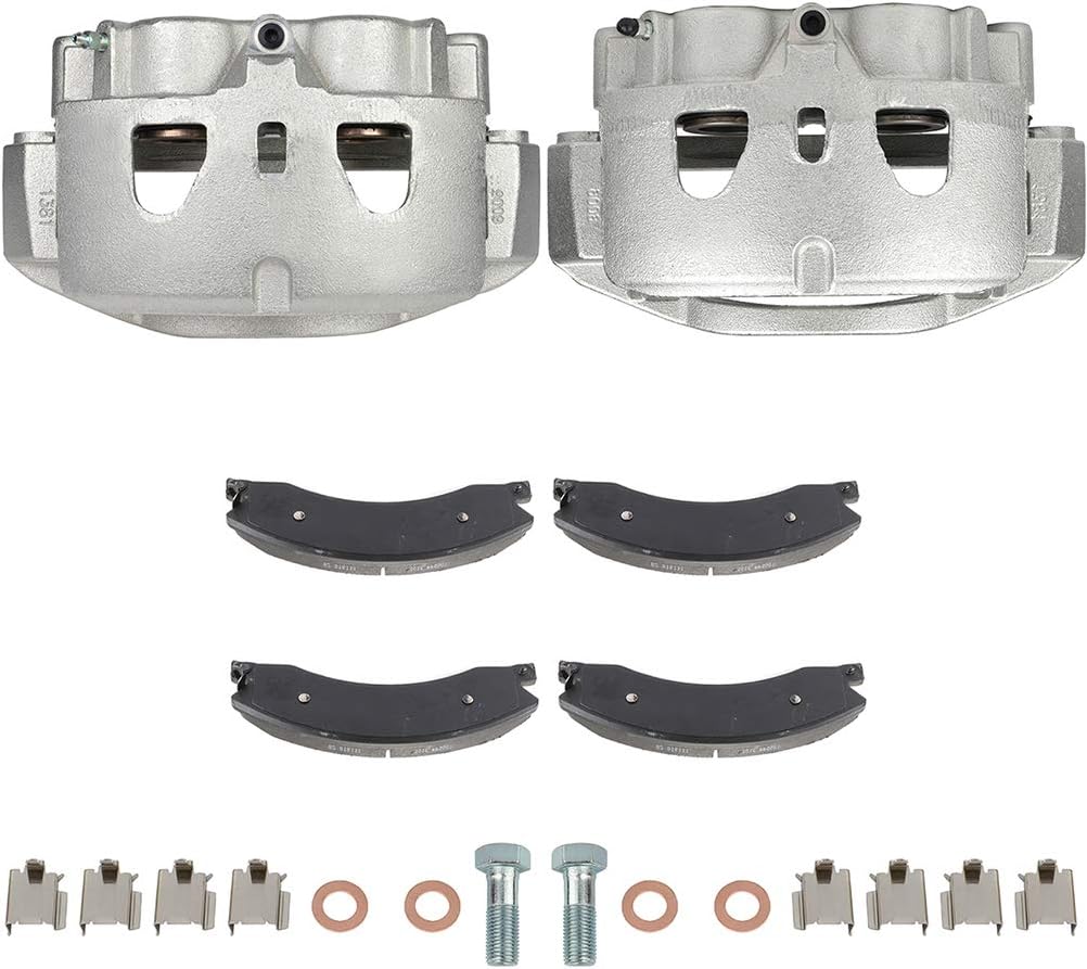AINTIER Automotive Replacement Brake Kits Silvery Front 2 Brake Calipers & 4 Pads Fit For Chevrolet Silverado 2500 HD 2011-2017,For Chevrolet Silverado 3500 HD 2011-2017