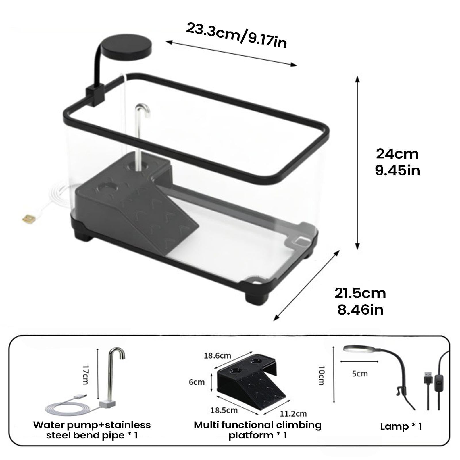 Tanque Transparente para Tortugas Acuario Terrario Transparente con | Tanque para tortugas acuáticas Para Tienda, Dormitorio, Lugar de Trabajo, Sala de Estar, Área de E