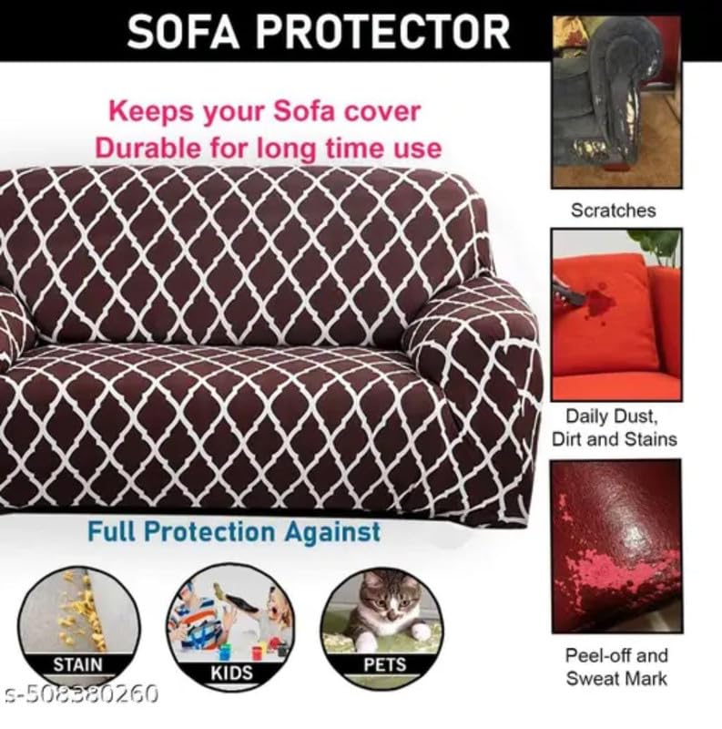 Image of HK Printed 5 Seater Sofa Cover Big Elasticity Cover Stretch Universal Sofa Slipcover 5 Seater (3 Seater Size 185-230cm and 1 Seater Size 90-145cm)