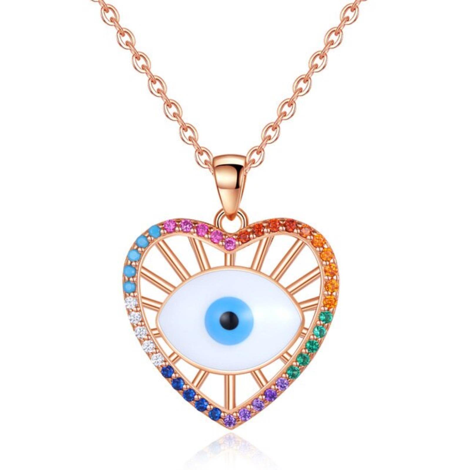 Collar turco contra el mal de ojo, Gargantilla con colgante de corazón de la suerte de cristal de Plata de Ley 925, joyería con abalorio para mujer