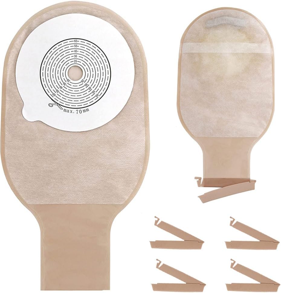 20PCS Colostomy Bags, Ostomy Supplies, One Piece Drainable Ostomy Pouch for Ileostomy Stoma Care, Cut-to-Fit (20-70cm)