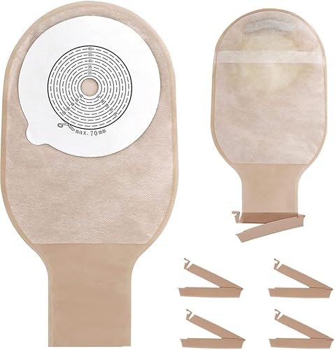 20 bolsas de colostomía, suministros de ostomía, bolsa de ostomía drenable de una pieza para cuidado del estoma de ileostomía, cortada a medida