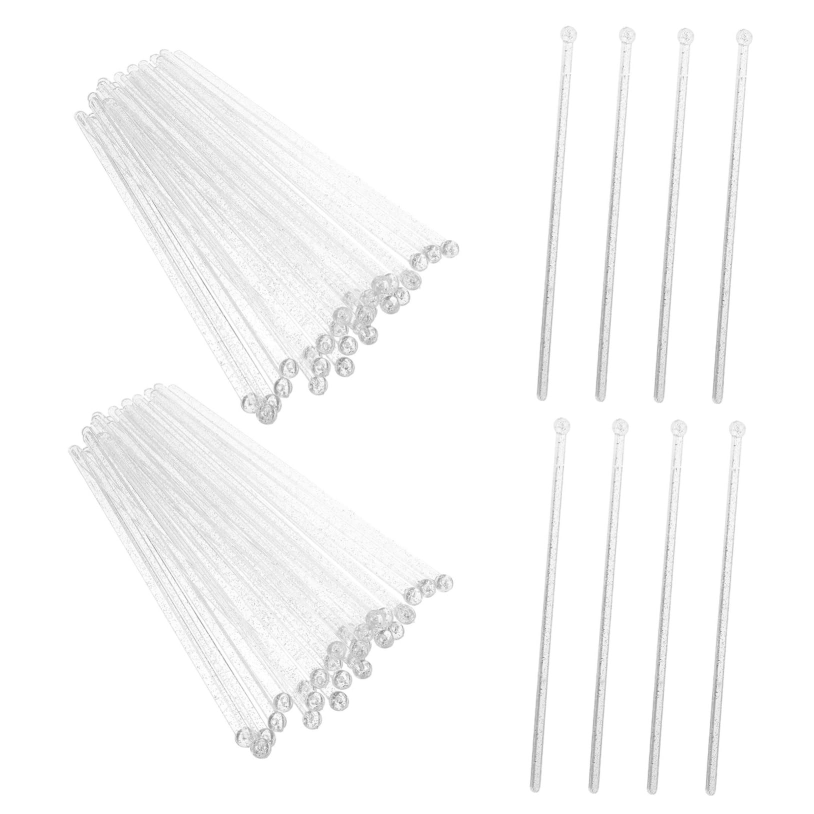Ciieeo 100pcs Cake Stick Juice Cocktail Mixing Sticks Mixing Rod Party Supplies Beverage Sticks Sticks for Cocktails Drink Sticks Silver Plastic re-usable