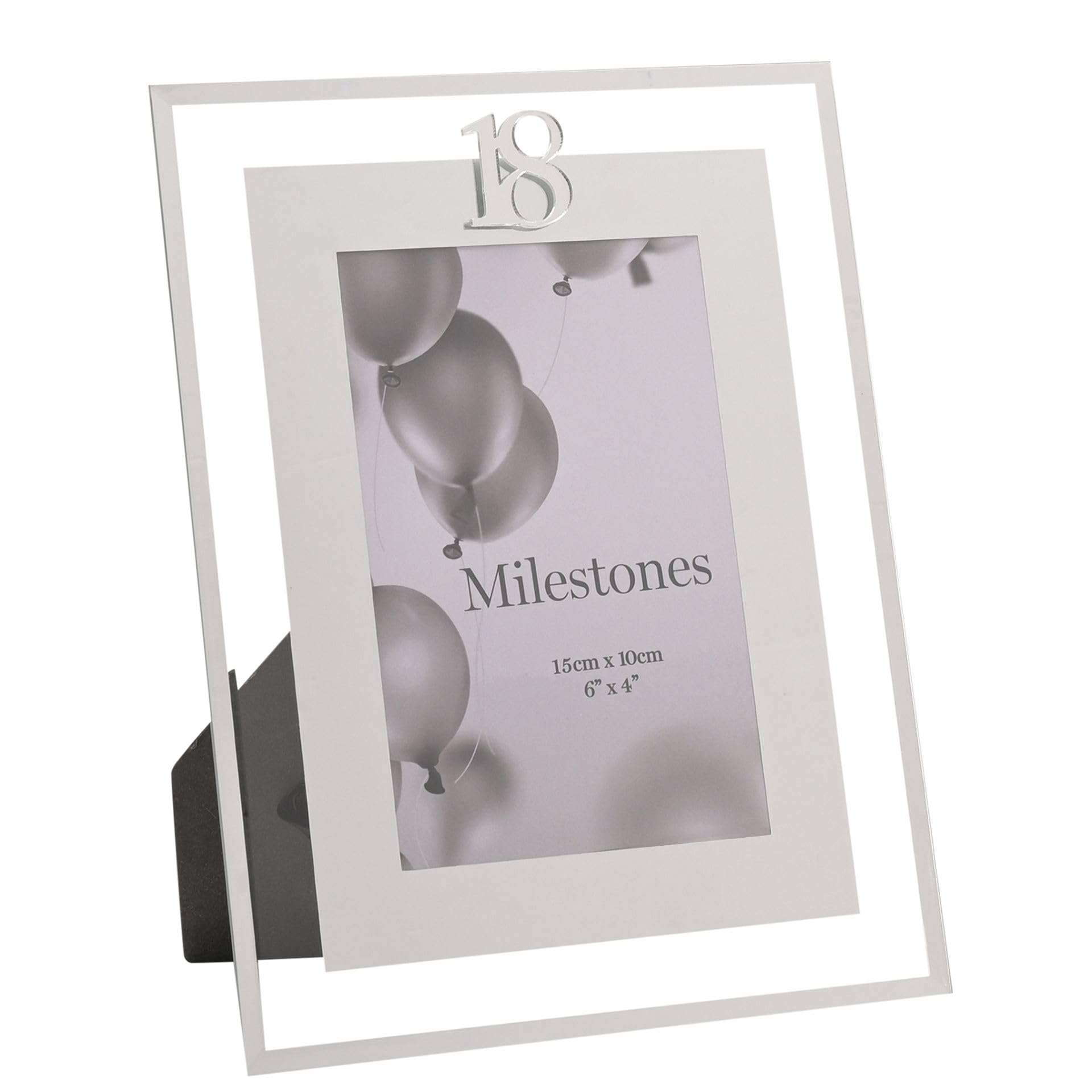 Widdop Milestones Mirror Border Photo Frame Age 18 - Photo Frame For Birthdays - Aperture 6" x 4" - Stylish Design Gift For Birthday Picture Frame