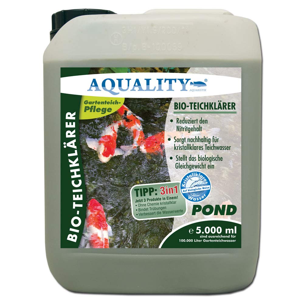 AQUALITY 5er Teichpflege Komplettset (Perfekte Gartenteich-Pflege. Wasseraufbereiter, Teichklärer, Teich-Aktiv und Fadenalgen-Vernichter + GRATIS Anwender-Fibel), Set-Größe:XXL Teichpflege-Set