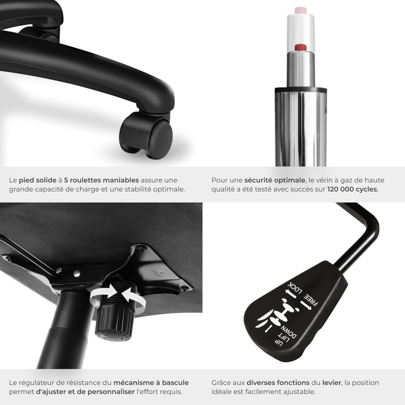 tectake® Chaise Gaming Chaise de Bureau Fauteuil de Bureau Fauteuil pivotant Design 360°, Siege Ergonomique, Fauteuil avec Accoudoirs, Rembourrage épais, Roulette, Hauteur réglable, Teletravail