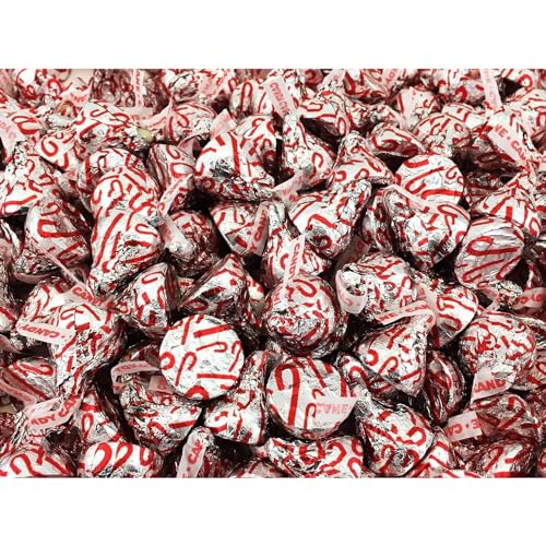 Candy Cane Kisses Christmas Edition 2 LBS - Individually Wrapped Candies - Bulk Candy By Queen Jax