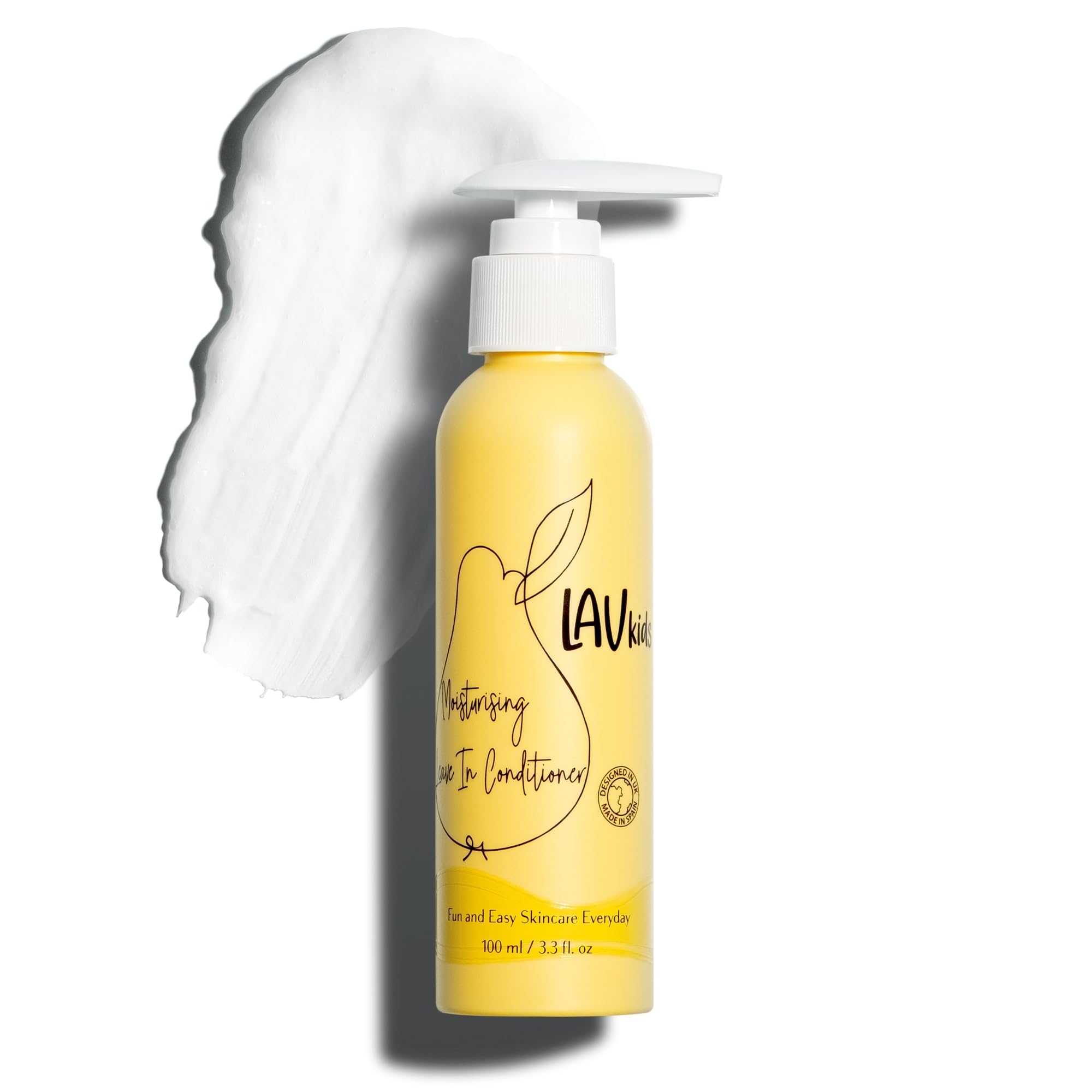 Lav Kids Balsamo senza risciacquo per capelli morbidi, facile da spazzolare, lucentezza naturale, estratto di alghe, levigante, blocco idratante, fragranza pera, 100 ml