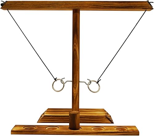 Juego de lanzamiento de anillos, divertido juego de ganchos y anillos de madera hecho a mano, juegos al aire libre e interior para adultos y