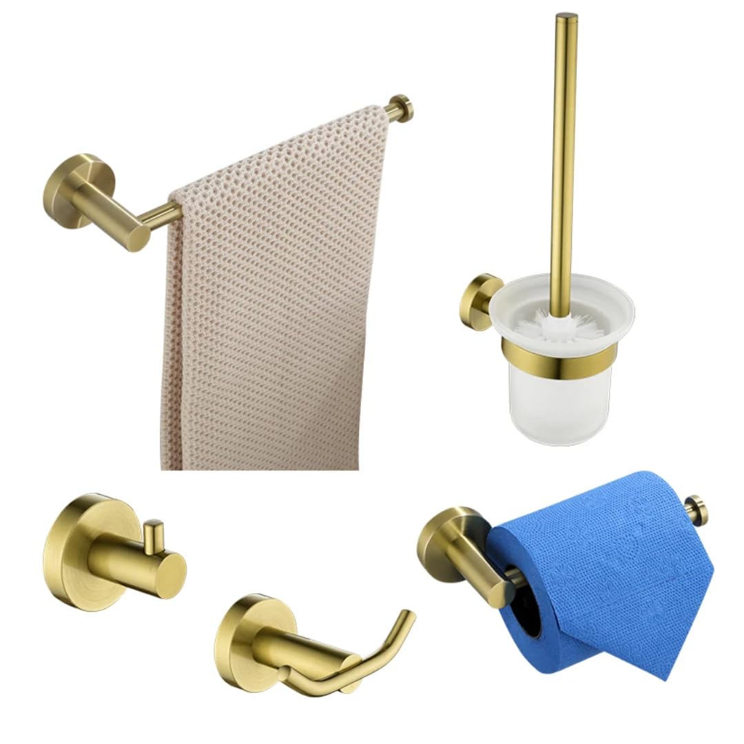 Porte-serviettes et accessoires or brossé pour une routine matinale parfaite