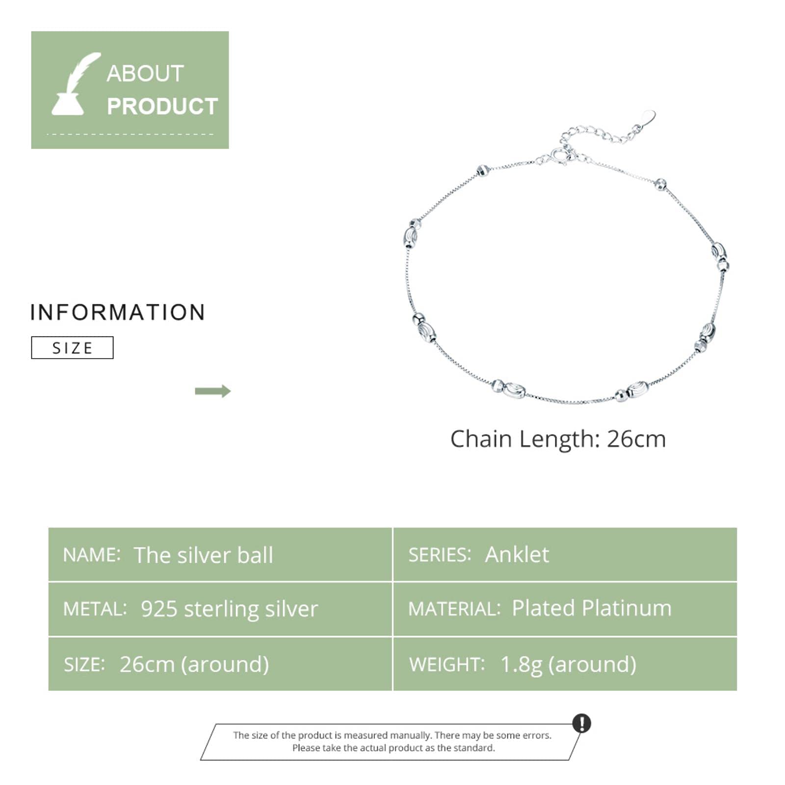Cavigliere per Donna, Perline scorrevoli in Argento Sterling 925 Cavigliera in Argento per Donna Bracciale con ciondoli per Gamba Accessori per Piede alla Caviglia Moda