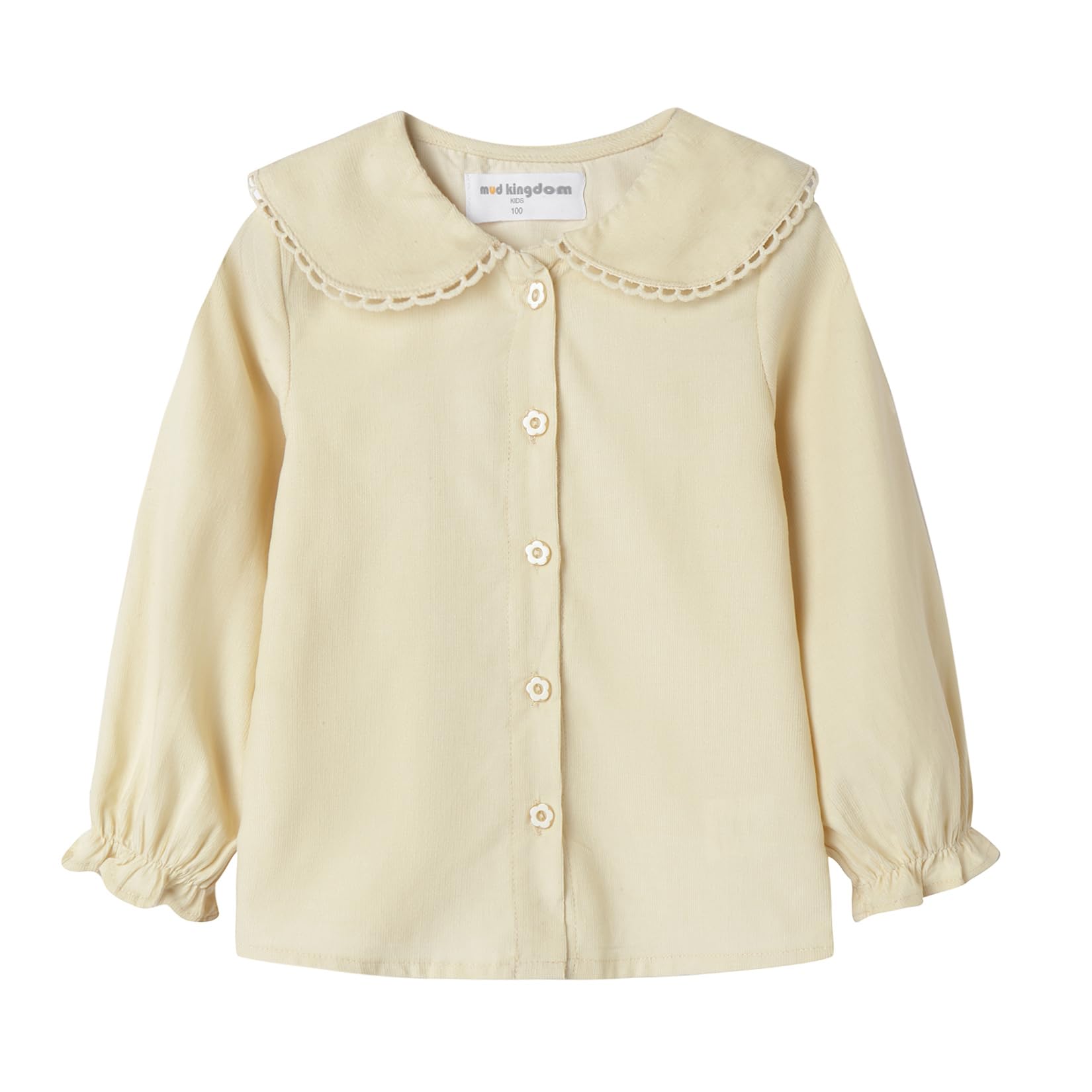 Mud Kingdom Little Girls Corduroy Shirt Button Down Long Sleeve Lace Collar