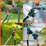 Ensemble de 2 Y Séparateurs de tuyau 2 Robinet d'extérieur de jardin avec robinet d'eau Robinet de jardin Raccord de vanne pour pelouse et jardin- avec poignée caoutchouteuse confortable (Orange)