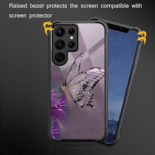 Miniatura 3 de CARLOCA Funda compatible con Samsung Galaxy S22 Ultra, diseño gráfico de identidad de mariposa brillante, a prueba de golpes, antiarañazos, acrílico