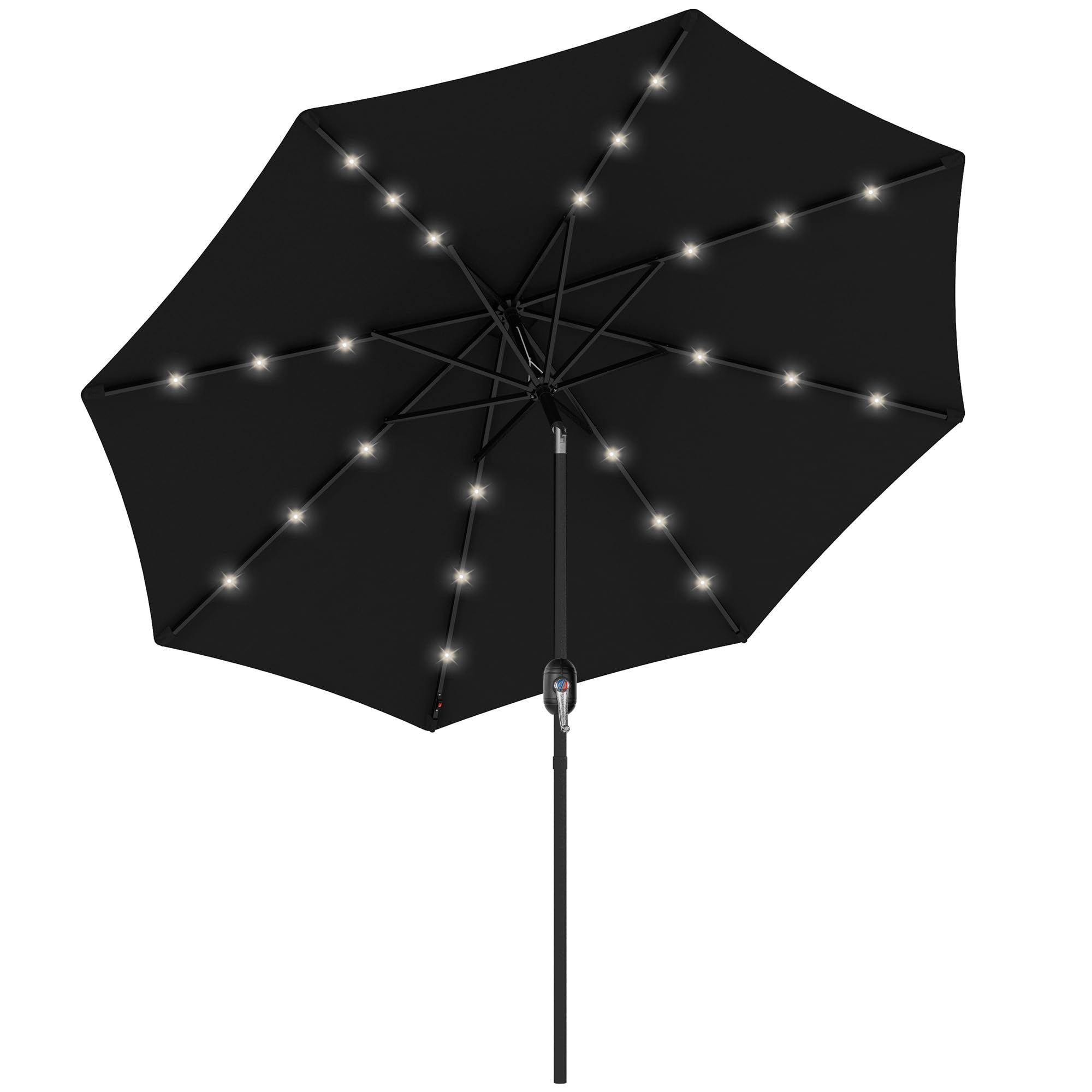 Outsunny 2.7m Patio Garden Umbrella Outdoor Parasol Outdoor Market Table Umbrella with Tilt Crank and 24 LEDs Lights